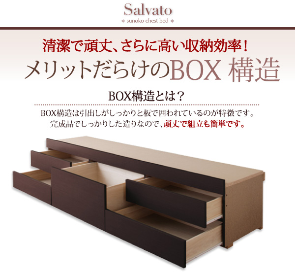 組立設置・日本製・棚コンセント引出し大容量収納すのこチェストベッド 